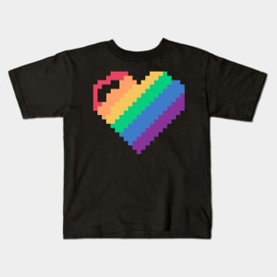 Rainbow Pixel Heart Game Kids T-Shirt